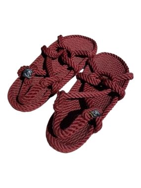 Nomadic State Braided Rope Slingback Flat Sandals - Burgandy